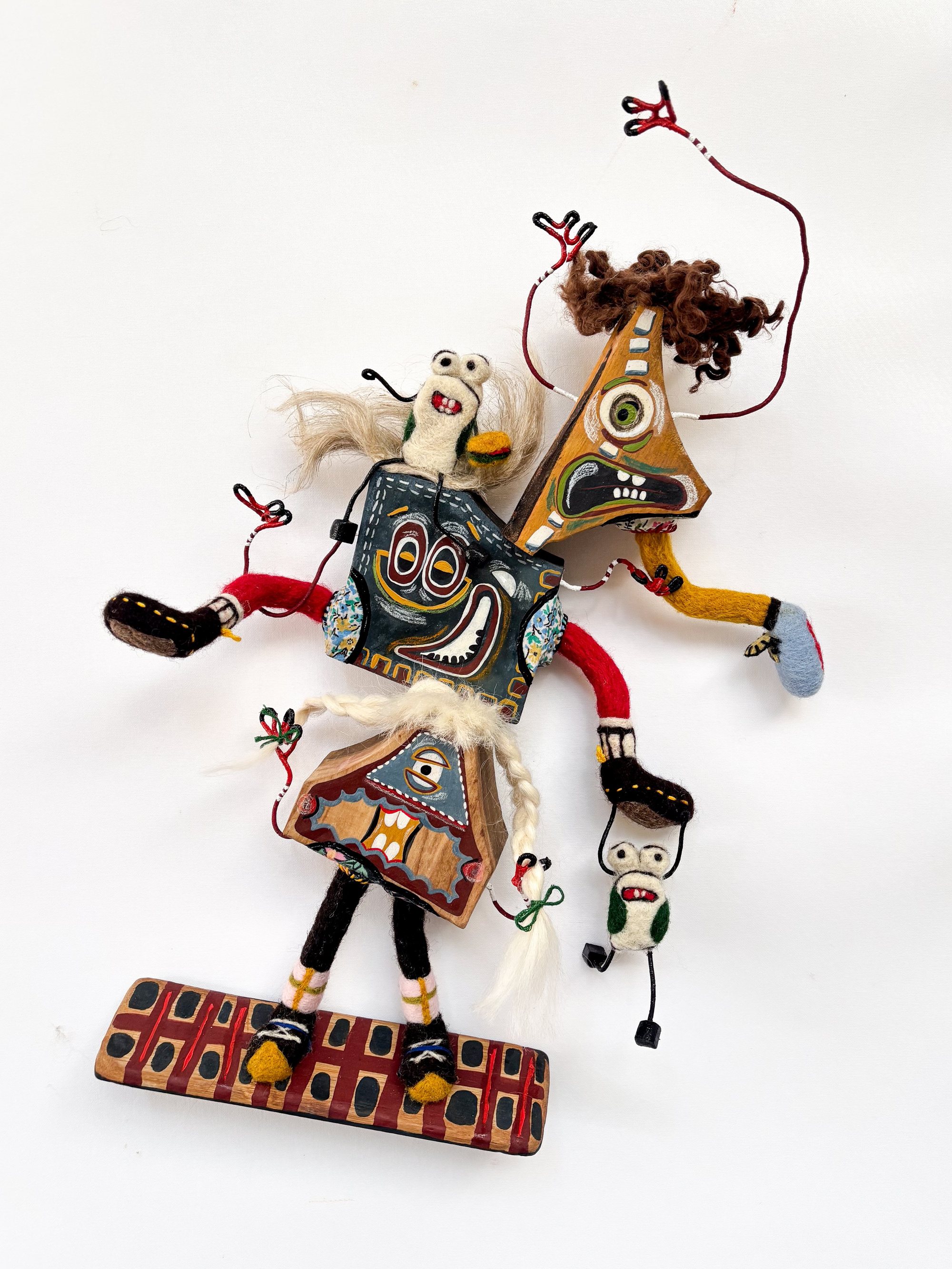 Study of Creature Interactions II, 2025 - Mixed media on wood - h48 x w34 x d6 cm