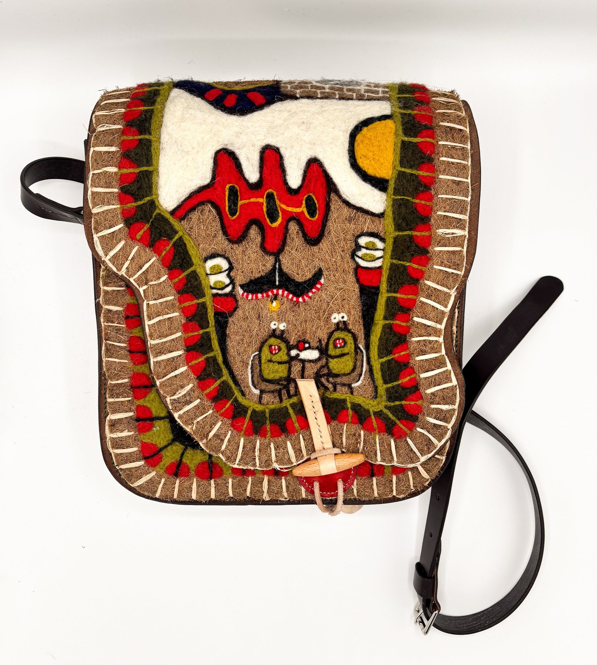 Needle Felted, leather, wool and coconut coir - Collaboration with Jeremy Bonner
