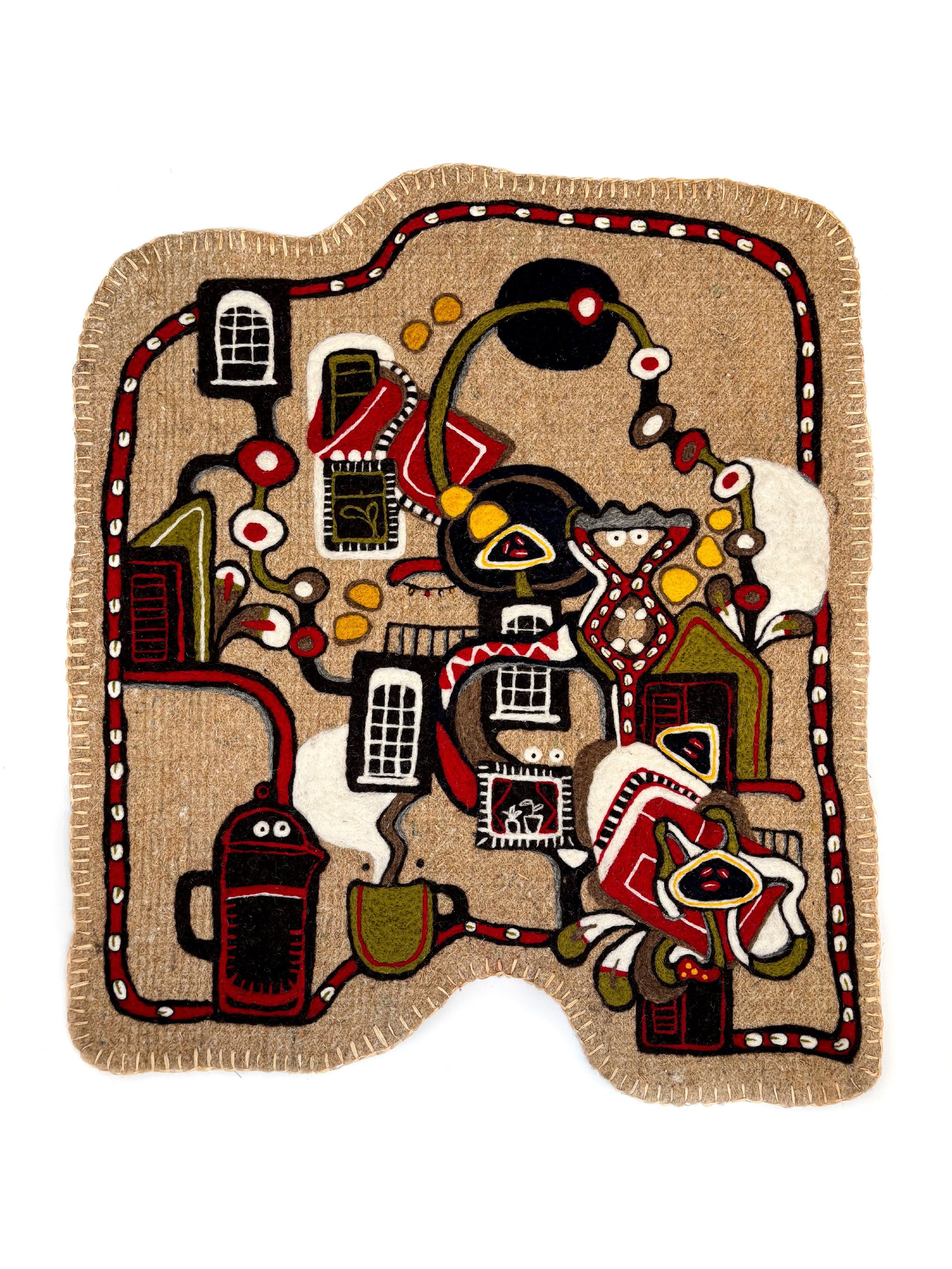 Windows to the Morning - A Room in the World, 2025 - Needle felted wool on jute mulch mat - h93 x w83 cm