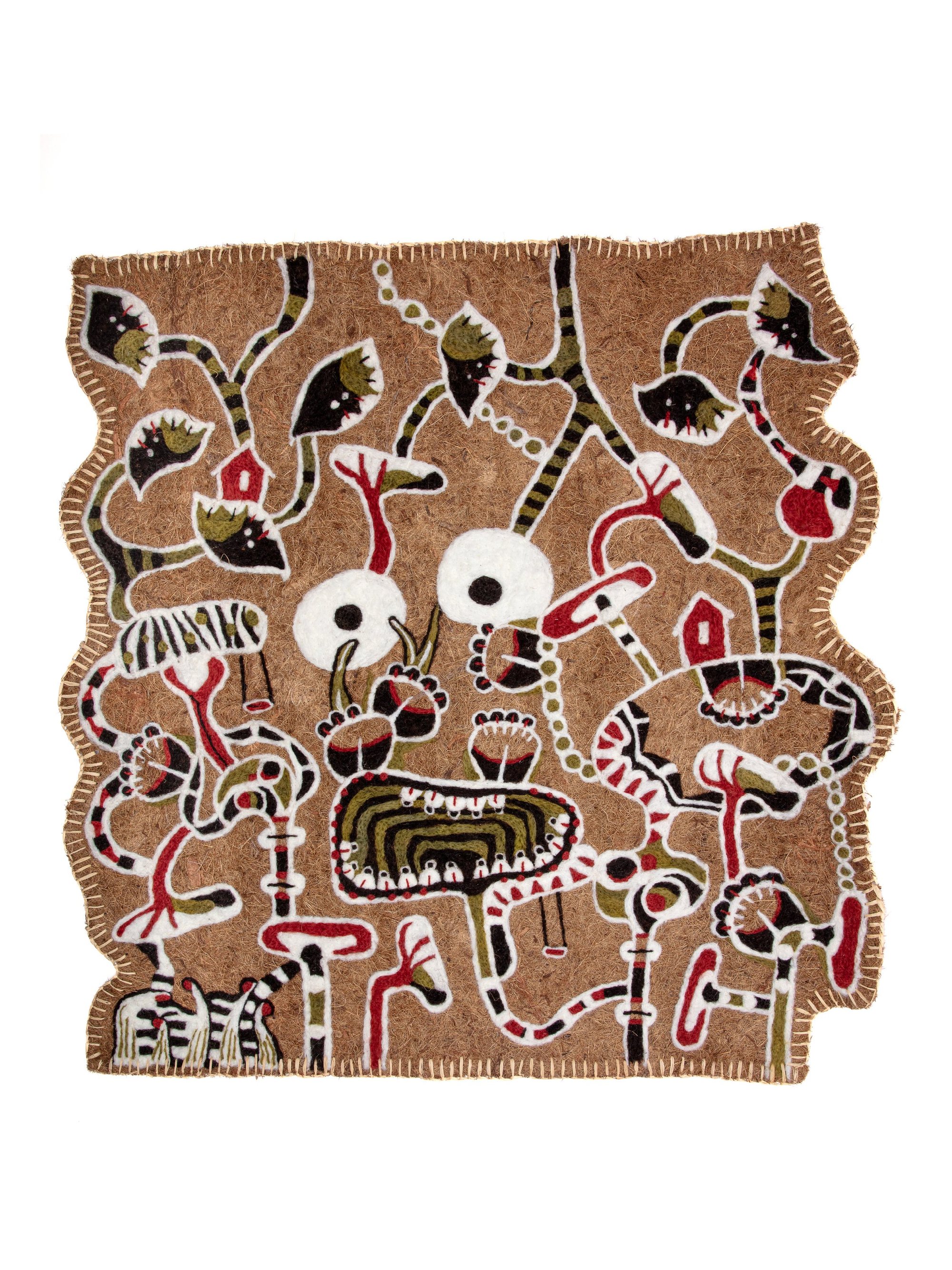 The Tree Club: Adventure, 2024 - Needle felted wool on coconut coir mat - h75 x w75 cm