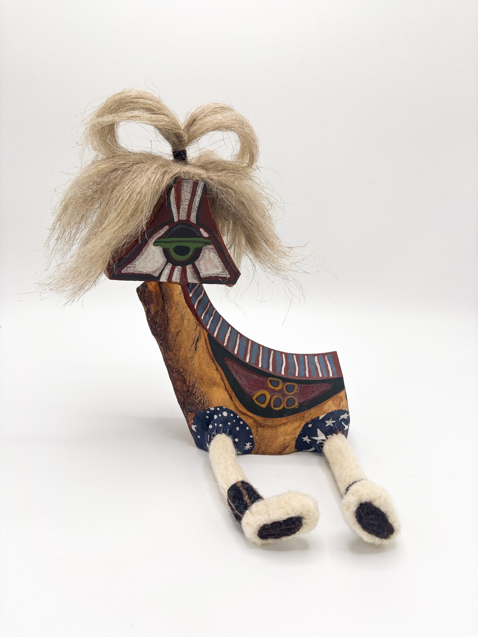Drop 01 #10 'Kelly', Wooden and Fibre Creature Sculpture, 2025 h25 x w20 x d18 cm