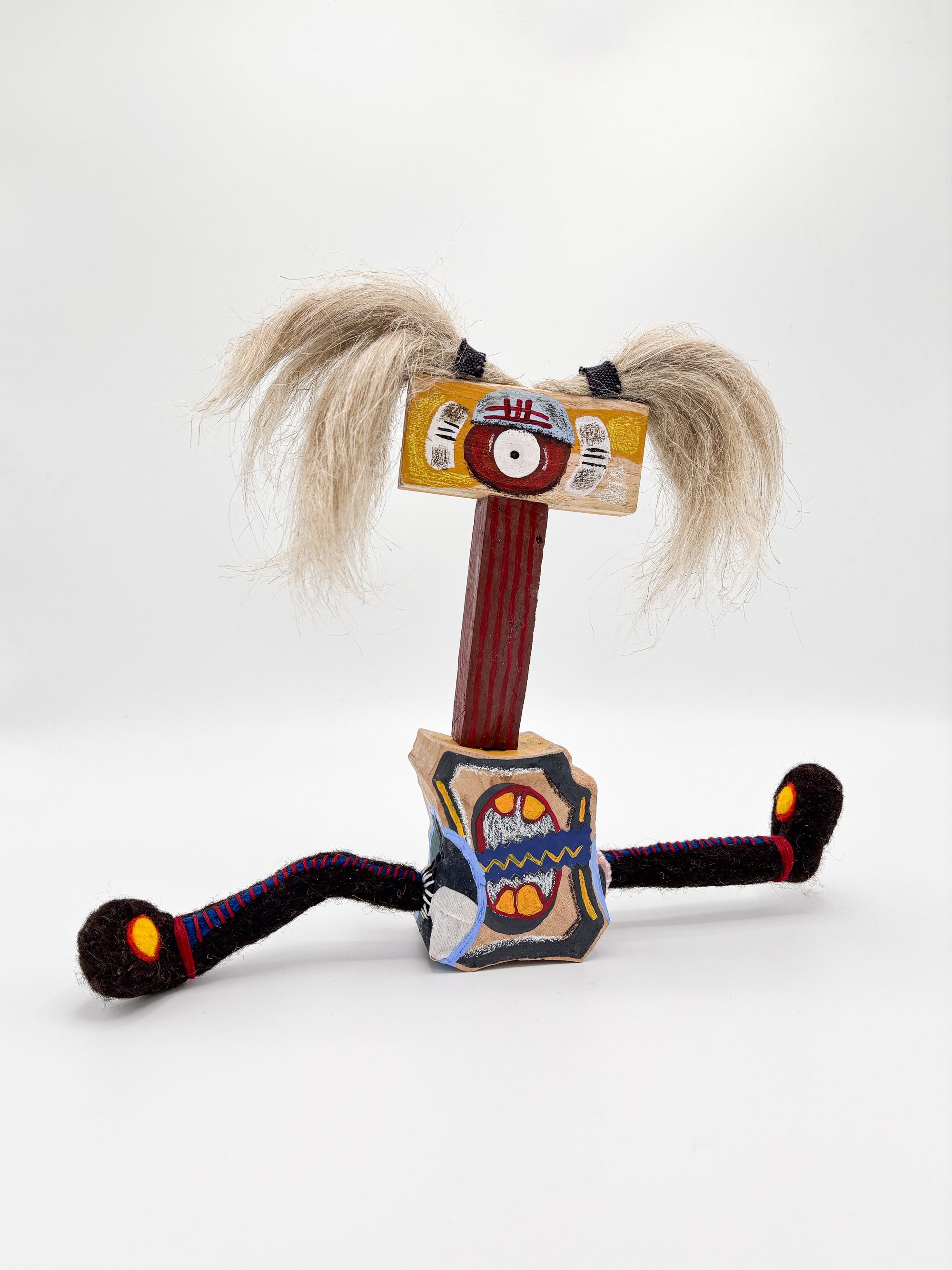 Anxious Being V, 2026 - Wooden and fibre creature sculpture - h25 x w31 x d5 cm