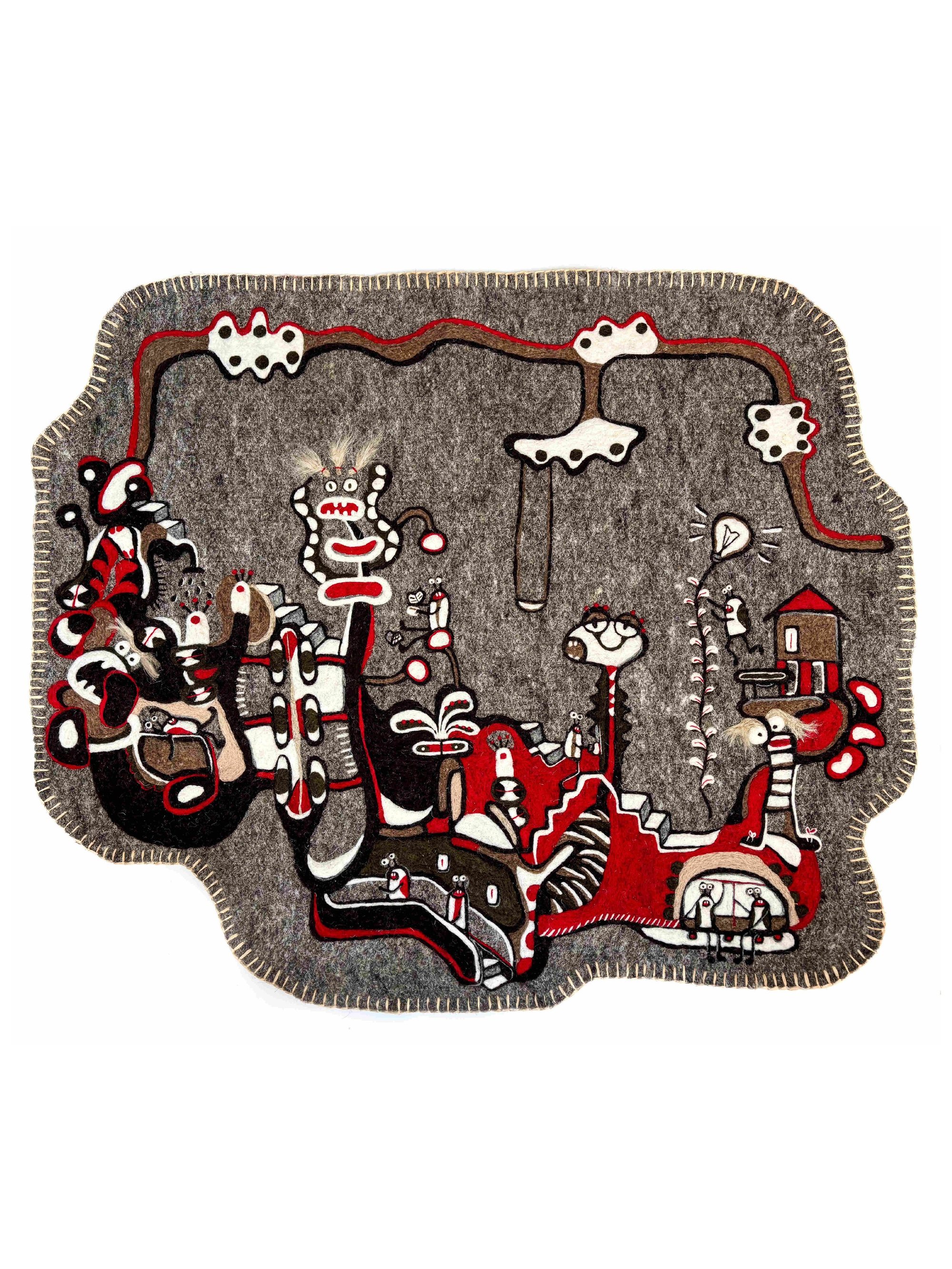 Like The Garden, The Mind, 2025 - Needle felted wool on wool felt - h100 x w119 cm